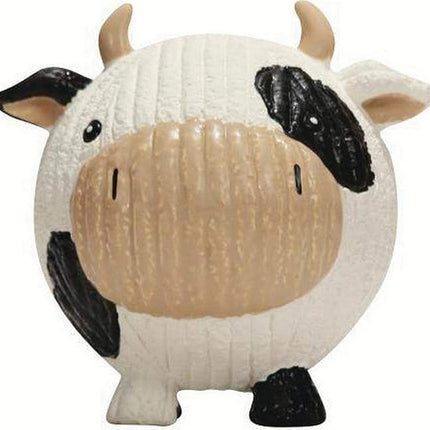 HuggleHounds Ruff-Tex Latex Ball Dog Toy - Dog Toys Rubber, Puppy Toys, Puppy Essentials, Pool Toy, Heavy Duty Squeaky Ball for Small, Medium & Large Dogs, All Breeds - Dottie Cow, Large