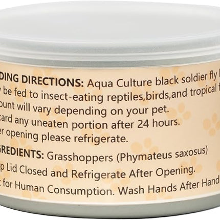 6 Pack Canned Grasshoppers for Reptiles, Fish, Birds and Small Animals, Grasshoppers, Healthy High Protein Treat, Bearded Dragon Food 7.2 Ounces Total