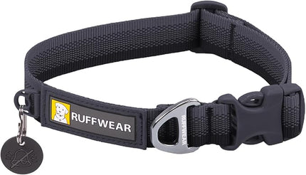 Ruffwear, Front Range Dog Collar, Adjustable Tubelok Webbing, Lightweight, Side Release Buckle, Aluminum V-Ring, Durable for Everyday Use, Basalt Gray, 20"-26"