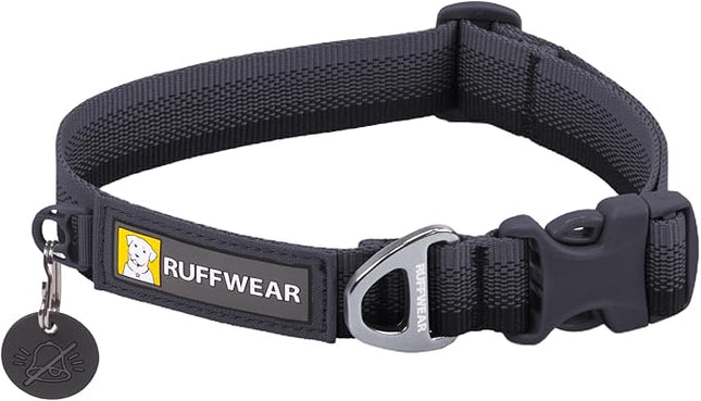 Ruffwear, Front Range Dog Collar, Adjustable Tubelok Webbing, Lightweight, Side Release Buckle, Aluminum V-Ring, Durable for Everyday Use, Basalt Gray, 11"-14"