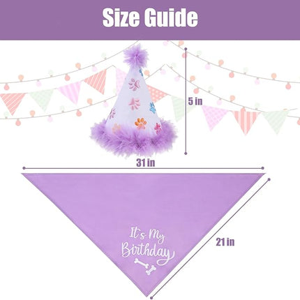 BINGPET Dog Birthday Bandana Scarf and Reusable Hat with 0-8 Figures,Cute Puppy Dog Birthday Outfit Party Supplies Gift for Small Medium Large Dogs Girl(X-Large)
