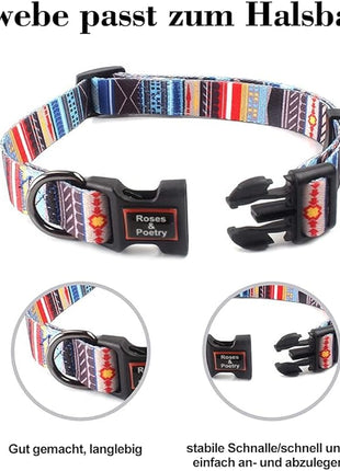 Roses&Poetry Dog Collar with Colourful Stripe Patterns, Adjustable Durable Puppy Collars for Small Medium Large Dogs (Stripe-L)