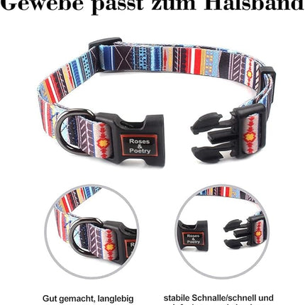 Roses&Poetry Dog Collar and Leash for Small,Adjustable Durable Blue 5ft Puppy Leash Collar for Dog Training Lead（Stripe-L）