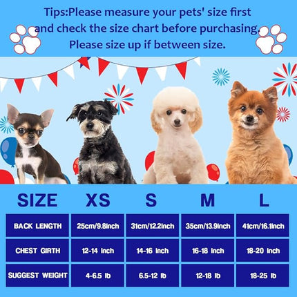 Happy 4th of July Dog Outfit Patriotic Dog Tulle Dress with Red Bowknot Independent Day Dogs Pet Doggie Apparel Clothes for Small Dogs Puppy Cats Girl