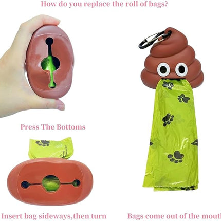 Cute and Functional Dog Poop Bag Holder for Leash Sturdy Dog Poop Bag Dispenser Includes 1 Roll 15 Bags