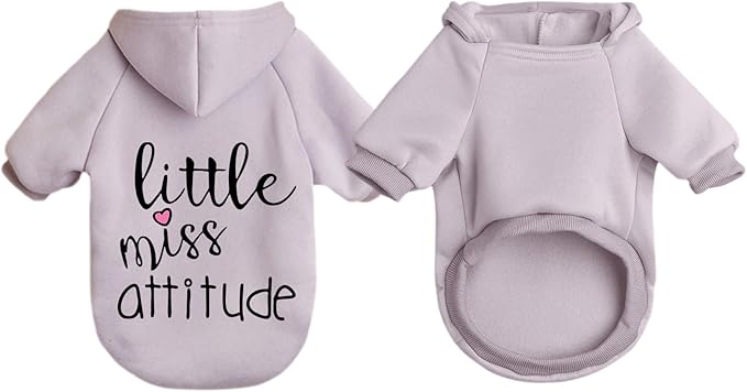 Cat Hoodies for Cats Puppy Pet Clothes Cat Apparel Little Miss Attitude Print Dog Hoodie for Small Medium Dogs Outfits for Kittens(Purple,L)