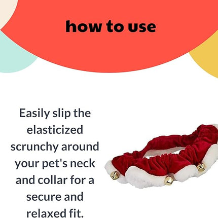 Huxley & Kent Ruff Pet Scrunchy | Santa (Medium) | Festive Christmas/Holiday Neckwear for Dogs/Cats | Fun Stretchable Costume Accessory | Soft Collar with Bells