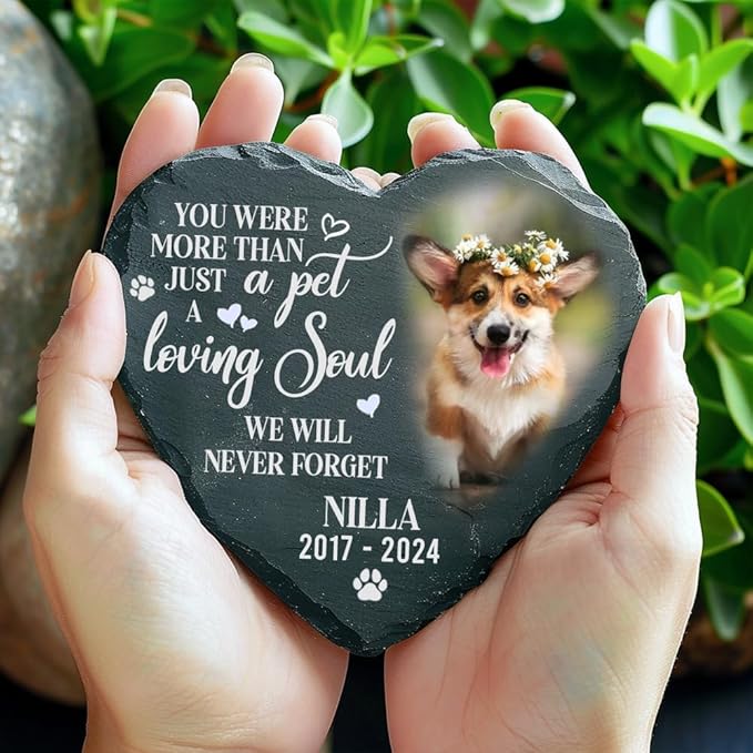 Personalized Dog Memorial Gifts for Loss of Dog, Custom Photo Pet Stone, Personalized Memorial Gifts for Pet Loss, Gift for Cat Lovers, Stones for Dogs, Cemetery Decorations for Grave Q9