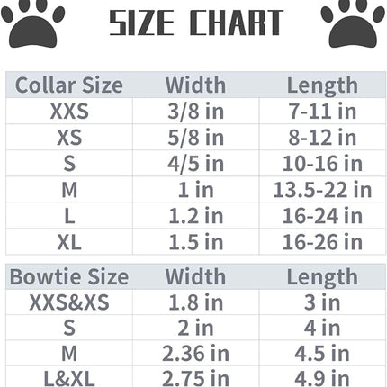 Lionet Paws Dog Collar with Bowtie, Durable Adjustable and Comfortable Collar for X-Small Dogs and Cats, Neck 8-12in