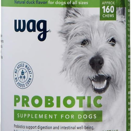 Amazon Brand - Wag Probiotic Supplement Chews for Dogs, Supports Digestive Health and Gut Flora, Natural Duck Flavor, 160 Count, Pack of 1