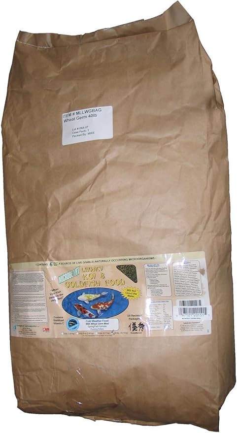 MICROBE-LIFT MLLWGBAG Cold Weather Floating Fish Food Pellets with Wheat Germ for Ponds, Water Gardens, and Fountains, for Live Goldfish and Koi, 40 Pounds