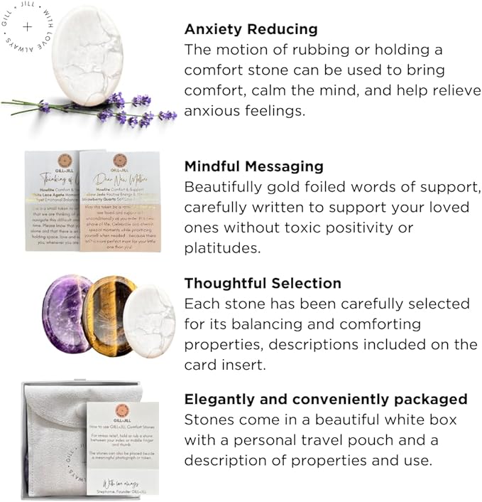 Paw Prints Comfort Worry Stones – Pet Loss Sympathy Gift for Loss of Dog – Dog Memorial Gifts for Loss of Dog with Amethyst, Tiger’s Eye & Howlite, Pet Memorial Gifts with Pouch & Message Card