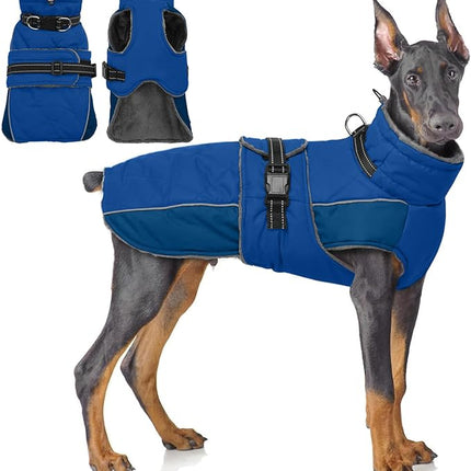QBLEEV Warm Dog Jacket - Reflective, Adjustable Winter Coat with Turtleneck for Cold Weather, Waterproof Fleece Snowsuit for Small, Medium, Large Dogs