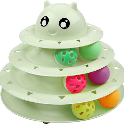 UPSKY Cat Toy Roller 3-Level Turntable Cat Toy Balls with Six Colorful Balls Interactive Kitten Fun Mental Physical Exercise Puzzle Toys