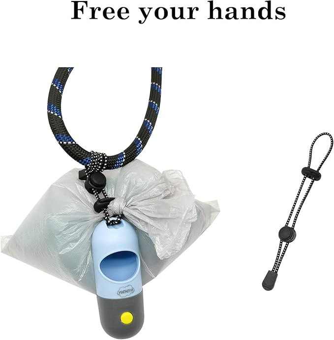 Dog Poop Bags Holder with LED Flashlight, Sky Blue, 15 Bags, 3 Accessories