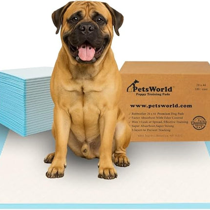 PETSWORLD 2XL Puppy Pads, 28x44 Inch, 150 Count| Ultra-Absorbent, Leak-Proof Dog Pee Pads for Potty Training