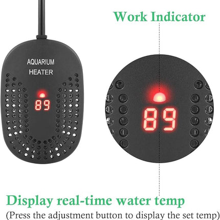 HITOP 100W Mini Adjustable Aquarium Heater: Digital Fish Tank Heater with Protective Cover and Controller for 5-30Gallon