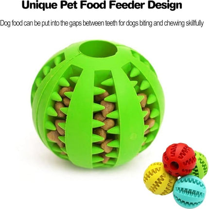 Idepet Dog Toy Ball, Nontoxic Bite Resistant Toy for Dogs & Cats, Dog Food Treat Feeder, Chew Tooth Cleaning Exercise Game & IQ Training Ball (2 Pack - Blue & Green, 1.95 inch)