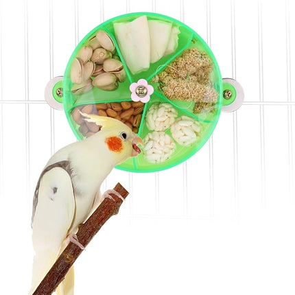 Bird Creative Foraging System Wheel Seed Food Ball Rotate Training Toy for Small and Medium Parrots Parakeet Cockatiel Conure (Green)