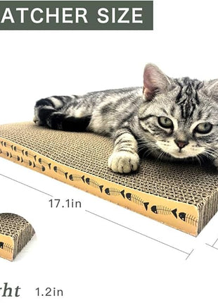 Cat Scratcher Cardboard Scratching Pads Scratch Lounge Bed with Catnip 3PCS Reversible Corrugated Cardboard with Scratch Box