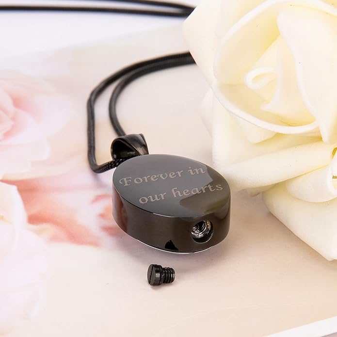 Farfume Personalized Pet Urn Necklace for Dog Cat Ashes Cremation Pet Memorial Customized Photo Text Engraving Pendant Keepsake Funeral Jewelry