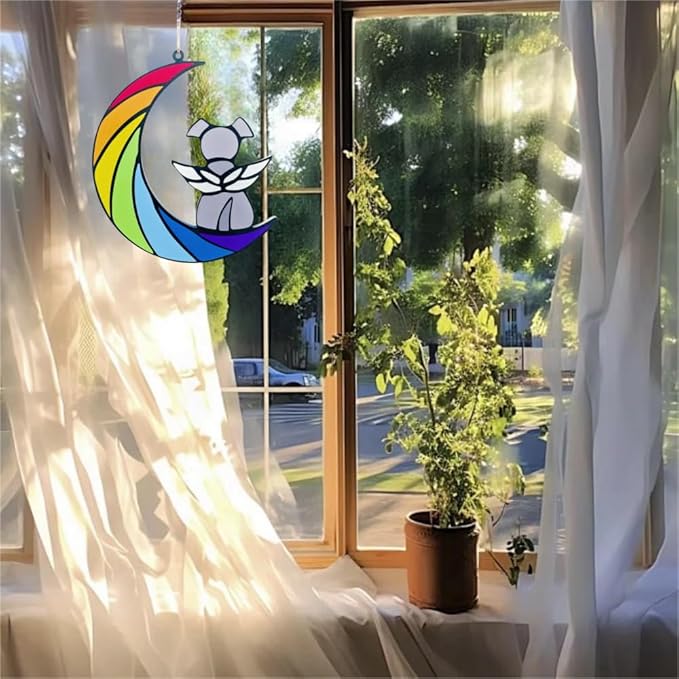 Dog Memorial Gifts, Death Sympathy Gift for Loss of Dogs, Rainbow Bridge Pet Passing Away Pet Memorial Sun Catcher Gifts