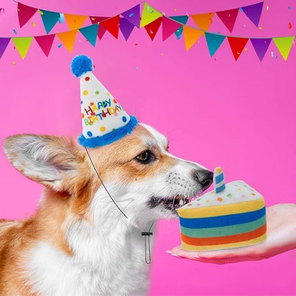 BINGPET Dog Birthday Bandana Set with Cake and Balloon,Dog Birthday Party Supplies for Boys and Girls,Puppy Chew Toys Gift for Large and Extra Large Dogs Pets - Blue