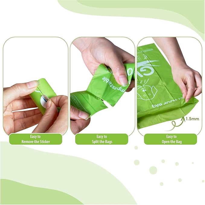 GWT Dog Poop Bags Rolls 9"x13" Certified Home Plant Based Doggie Bags for Poop 270 Count Pet Waste Bags for Outside and Backyard