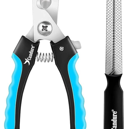 Candure Pet Nail Clippers Professional Nail Trimmer Suitable for Puppy, Cats, Rabbits and Guinea Pigs - Safety Lock/Protective Guard to Avoid Over Cutting (Blue, Small)