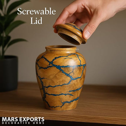 Handcrafted Wooden Urn for Human Ashes Adult Male - Small Decorative Urn for Ashes for Women & Men - Funeral & Burial Urn - Holds Up to 80lbs (Medium)