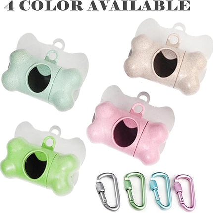 Dog Poop Pickup Bags Holder Dispenser with 1 Roll Random Color Leak-proof Scented Doggy Waste Bags and Carabiner with Safety Lock Plus Hook and Loop Fastener Never Loose on Leash Lead Again (Beige)