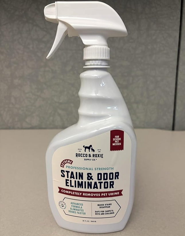 Rocco & Roxie Extreme Stain & Odor Eliminator for Strong Odor, Pet Urine Enzyme Cleaner Destroyer, Stain Remover, Dog Poop and Cat Pee, Enzymatic Carpet Cleaner Spray for Home, Puppy Potty Training