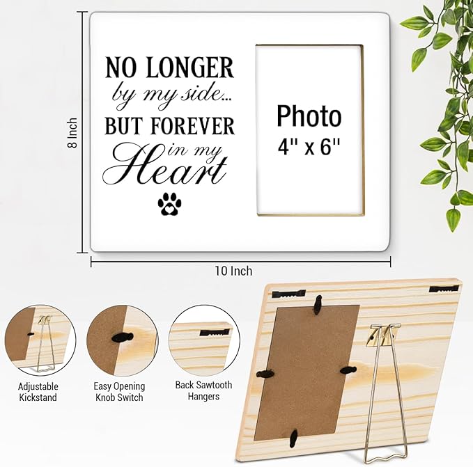 Dog Memorial Gifts for Loss of Dog Picture Frame, Pet Memorial Gifts for Dogs, Loss of Cat Sympathy Gift, Pet Bereavement Remembrance Wood Photo Frames, 4 x 6 Inch Photo