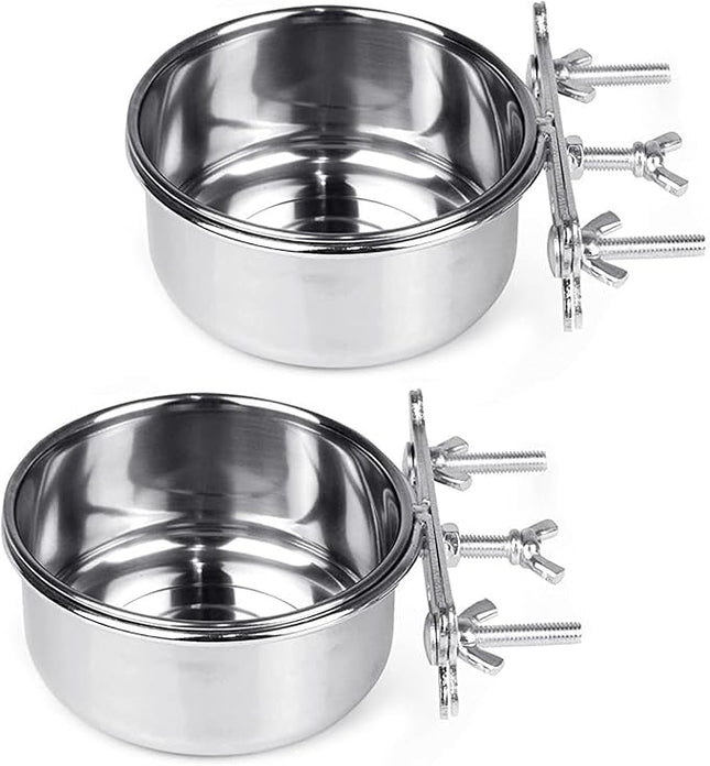 Tfwadmx 2 Pcs Bird Feeding Dish Cups,Parrot Food Bowl Clamp Holder Coop Cup Bird Cage Water Bowl for Parakeet African Greys Conure Cockatiels Lovebird Budgie Chinchilla