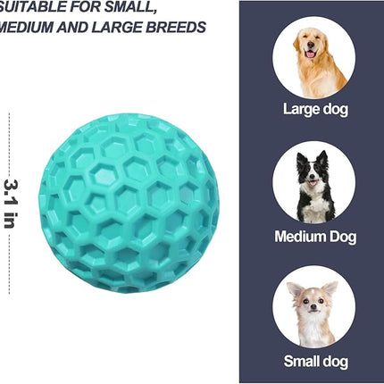 Squeaky Dog Balls, Indestructible Dog Toys for Aggressive Chewers Large/Medium Breed, Natural Rubber Interactive Chew Toys for Teeth Clean, Relieves Anxiety (Light Blue)