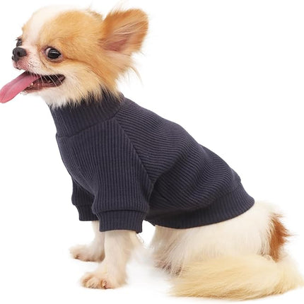 LOPHIPETS Small Dog Turtleneck Sweaters for Teacup Chihuahua Yorkie Puppy Cat Clothes-Dark Gray/S