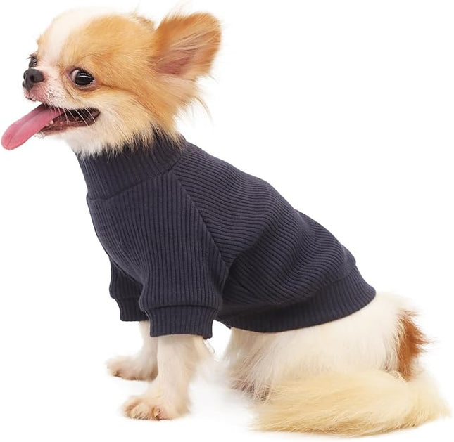 LOPHIPETS Small Dog Turtleneck Sweaters for Teacup Chihuahua Yorkie Puppy Cat Clothes-Dark Gray/S