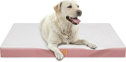 Sunheir Orthopedic Dog Bed for Extra Large Dogs, Waterproof Deluxe Plush Dog Crate Bed with Removable Washable Cover & Anti-Slip Bottom, Egg Crate Foam Pet Bed Mat, 41 x 27 Inches, Pink