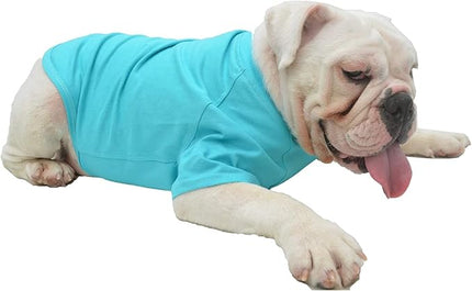 Lovelonglong Bulldog Clothes Dog Clothing Blank T-Shirt Tee Shirts for French Bulldog English Bulldog American Pit Bull Pugs 100% Cotton Skin Care Turquoise B-S
