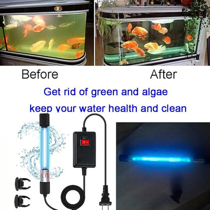 Aquarium UVC Clean Light Algae Clear Green Bloom Clean Fish Tank UVC Water Clean Lamp for Sump Pond Filter Tank (7W Without Timer)