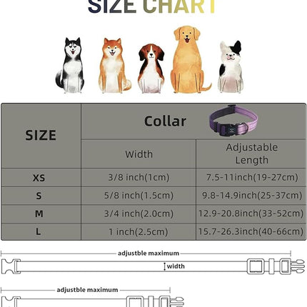 Roses&Poetry Small Dog Collar, Adjustable Reflective Puppy Collars Durable Pet Collars for Small Medium Large Dogs(Lightpurple-S)