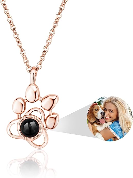 Easycosy Personalized Picture Necklace Projection Necklace with Photo Inside - Custom Photo Heart Pendant Necklace - Photo Gifts Valentines Birthday Love Memorial Gifts for Girlfriend Wife Women