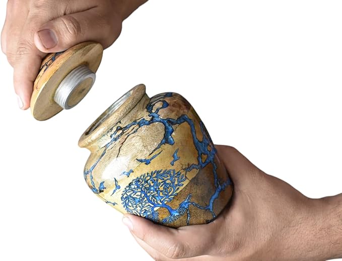 Wooden Cremation Urn for Pets Ashes Adult - Resin Urns for Dog Ashes Box for Cats Ashes - Decorative Urns - Burial and Funeral Box (Small - 20 lbs)