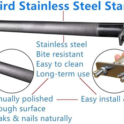 Bird Perch Stainless Steel Stand Parrot Rod Grinding Claws Trimming Beak Nails Grinding Stick Exercise Platform for Parakeet Cockatiel Conure African Grey Macaw Finch Bird Cage Accessories (S)