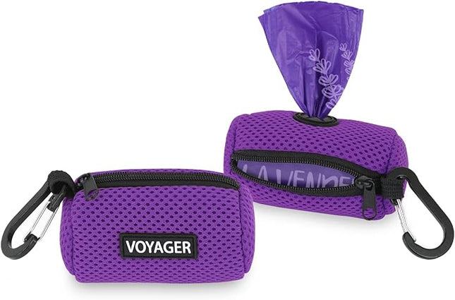 Best Pet Supplies 2-Pack Dog Poop Bag Holder Leash Attachment, Color, Reusable Mesh Dispenser Pouch for Travel, Walking, Park, and Outdoor Use, Soft and Durable with Clip-On - Mesh Purple