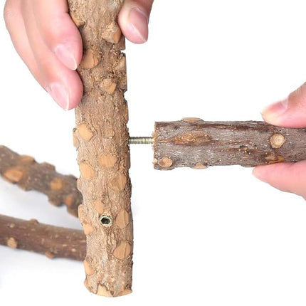 Bird Perch Nature Wood Stand for 3-4pcs Small Medium Parrots (S)