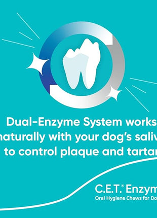 C.E.T. Enzymatic Oral Hygiene Chews for Dogs - Plaque & Tartar Control - Single Layer Beefhide with Exclusive Dual-Enzyme System & Tasty Chicken Flavor - Easy to Give Dog Dental Chew