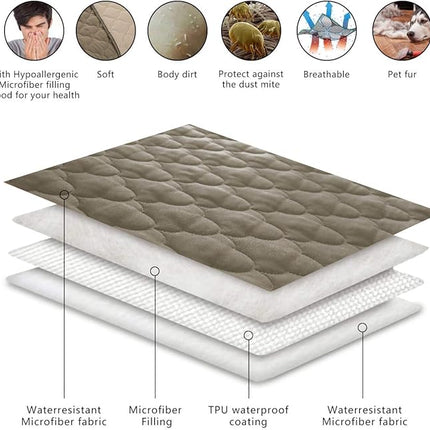 SPXTEX Dog Bed Cover Washable Pee Pads Dog Blankets for Puppy Large Dog Cat,Sofa Reversible Changing Pad Reusable 1 Piece（82"x102",Beige）