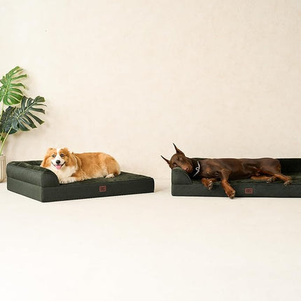 EHEYCIGA Memory Foam Dog Bed XLarge Sized Dogs, Extra Large Dog Bed Orthopedic with Washable Removable Cover, Waterproof XL Pet Bed Couch for Crate, 41x27x6 Inches, Dark Green