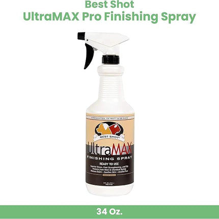 Best Shot UltraMAX Pro Finishing Spray, Ideal Detangler Spray for Pets, Hydrating and Soothing Pet Grooming Spray, for Dogs and Cats, 34 Oz.